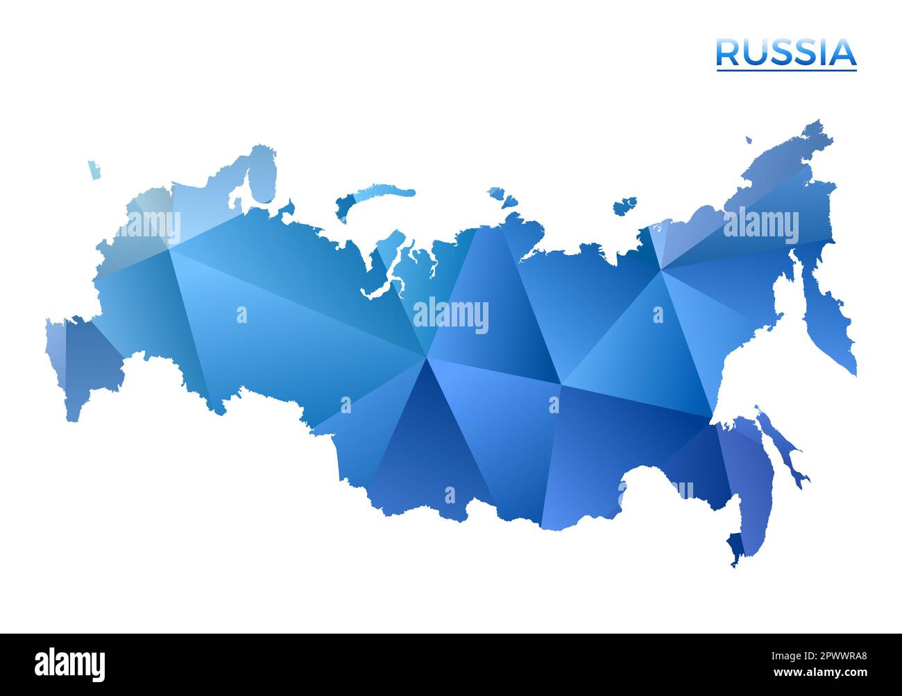 Vector polygonal Russia map. Vibrant geometric country in low poly style. Beautiful illustration for your infographics. Stock Vector