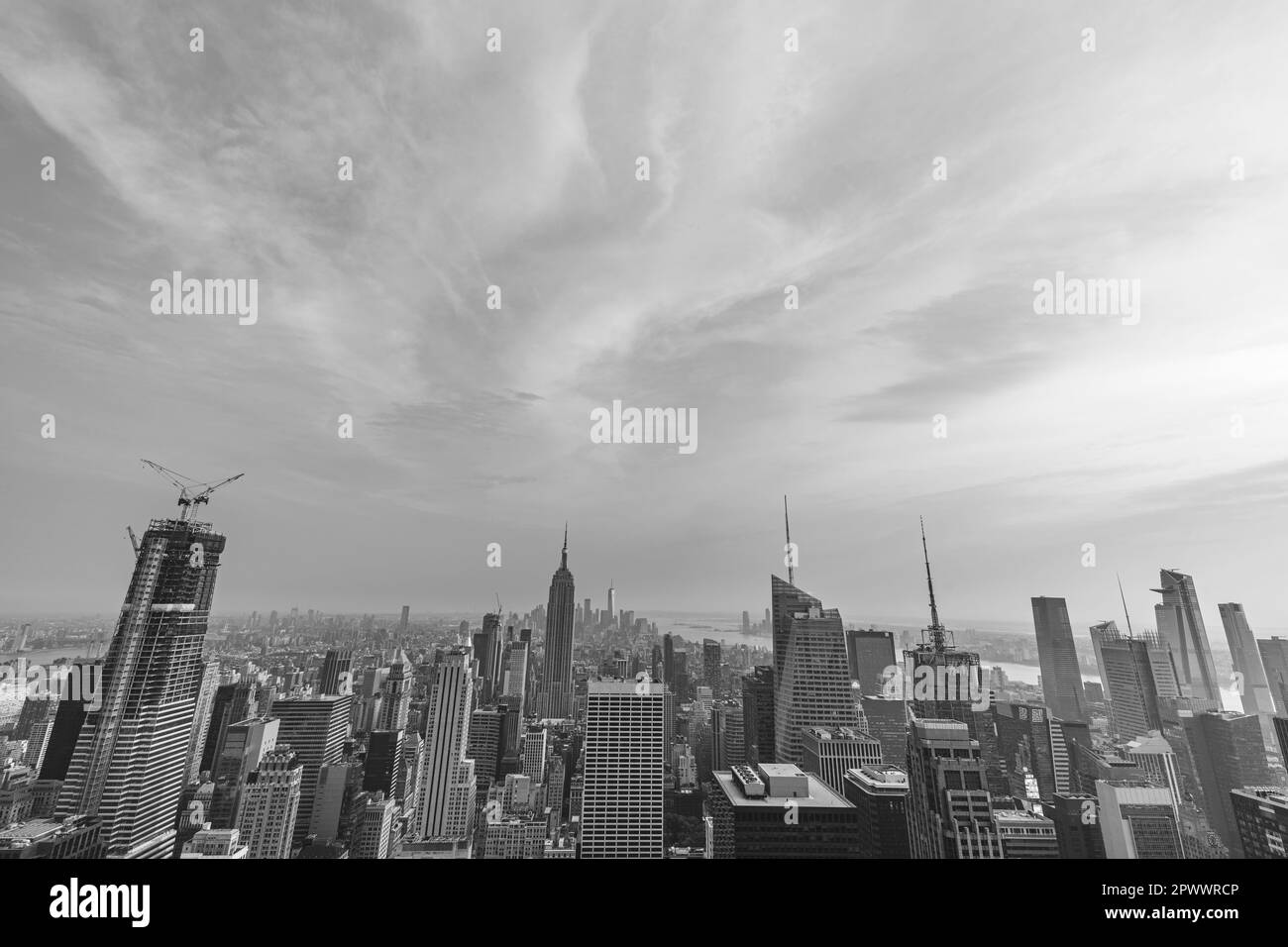 View of Manhattan in black and white Stock Photo