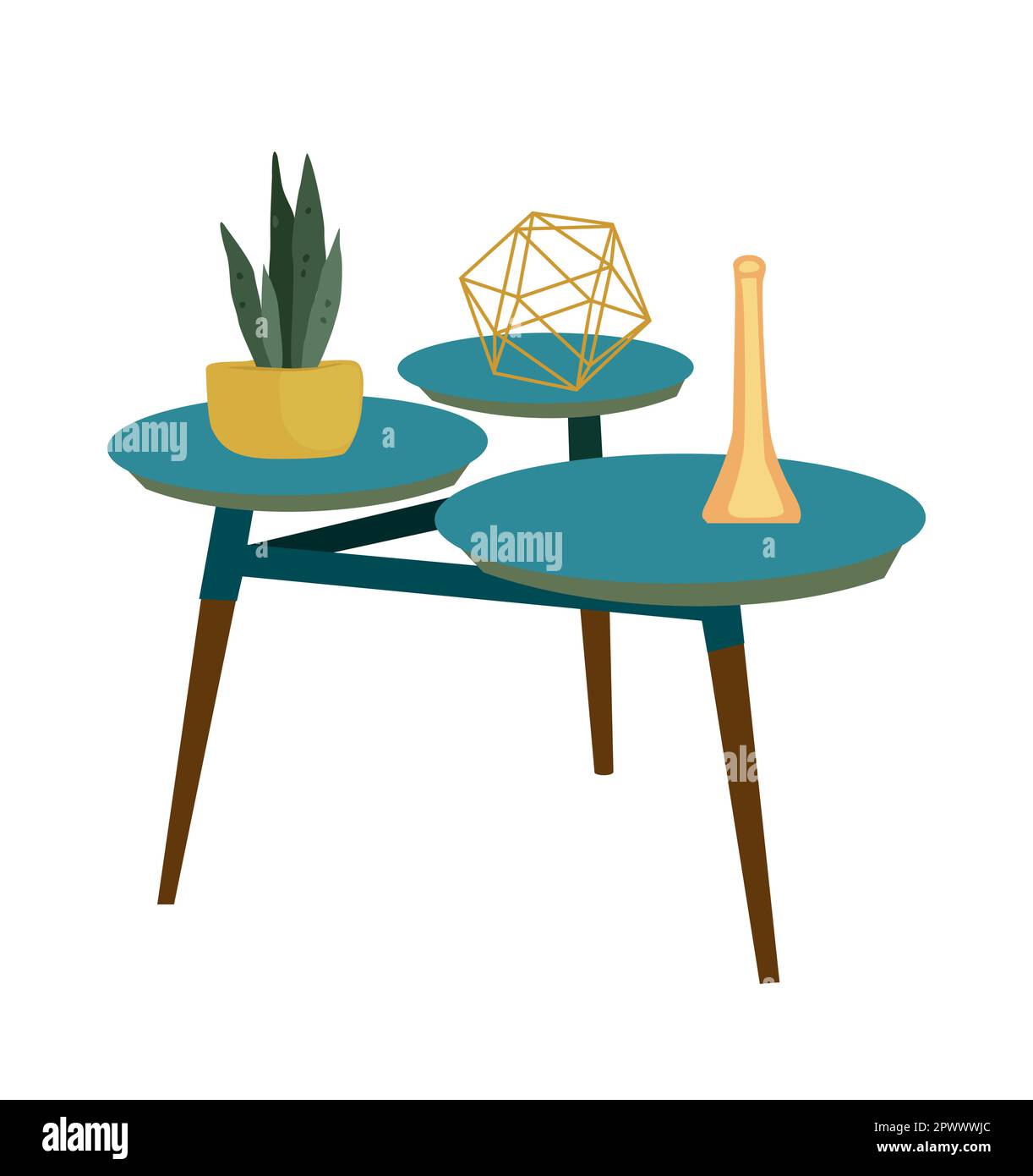 Modern wooden teal coffee table vector isolated Stock Vector Image