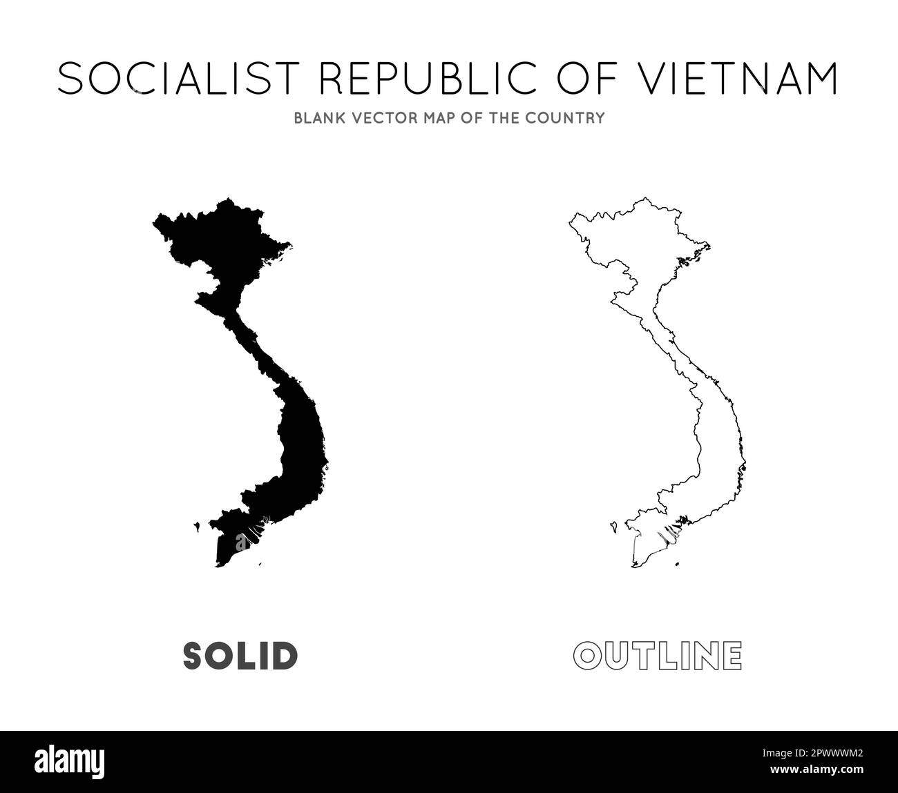 Vietnam map. Blank vector map of the Country. Borders of Vietnam for