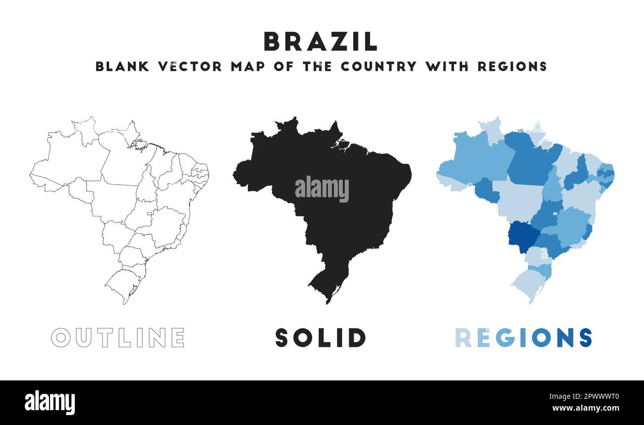 Brazil map. Borders of Brazil for your infographic. Vector country shape. Vector illustration