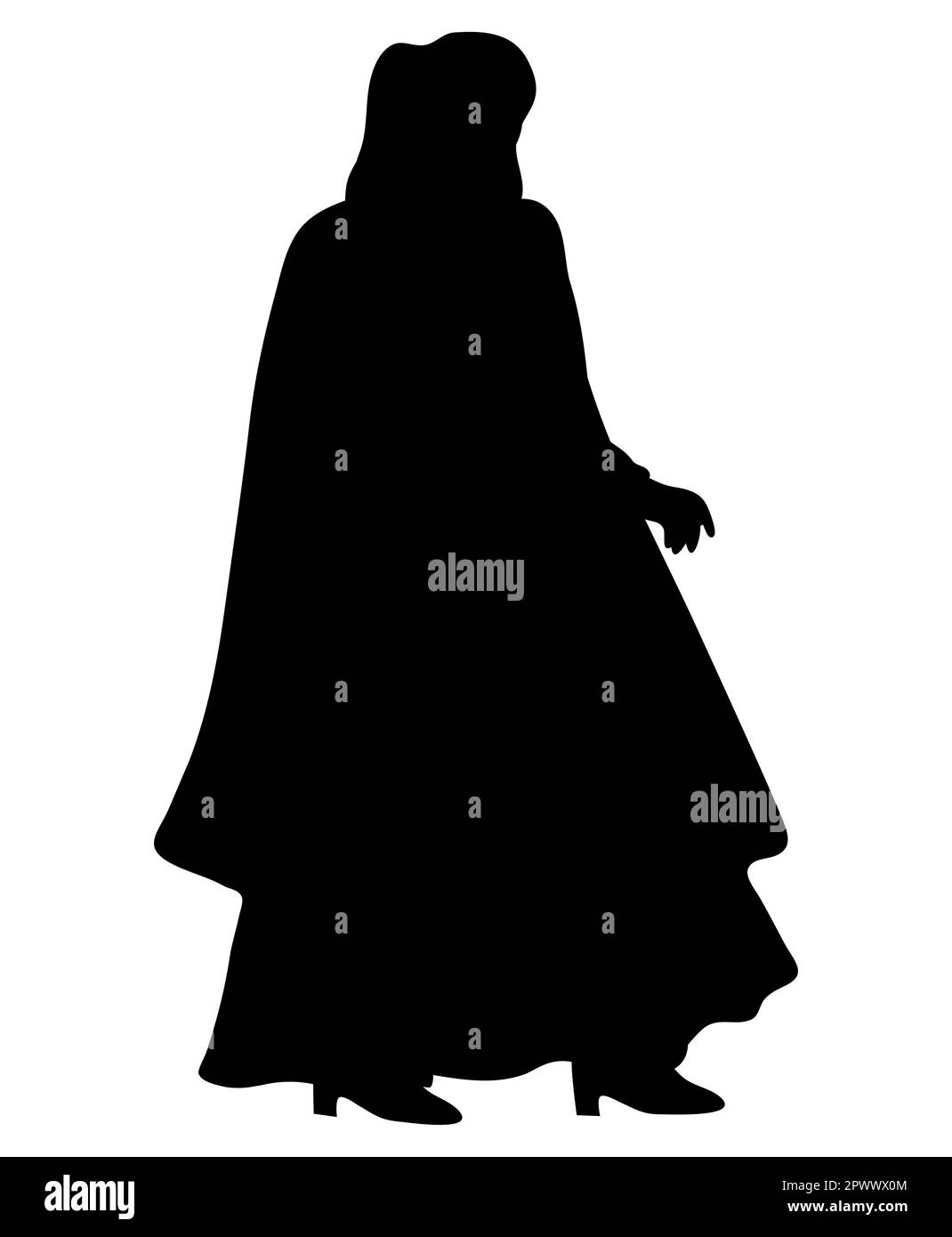 Black silhouette of a Muslim woman wearing an abaya, perfect logo for abaya brands Stock Vector