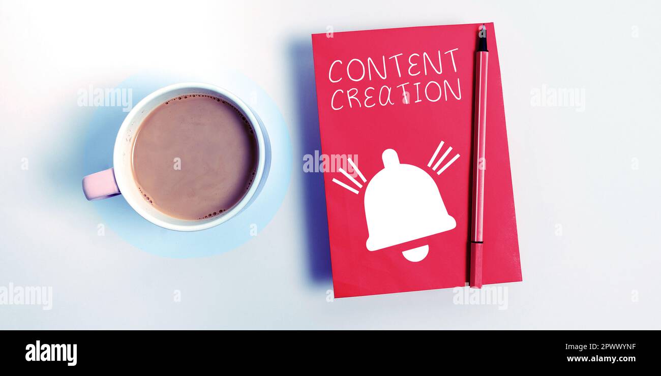 Text caption presenting Content Creation, Concept meaning contribution ...