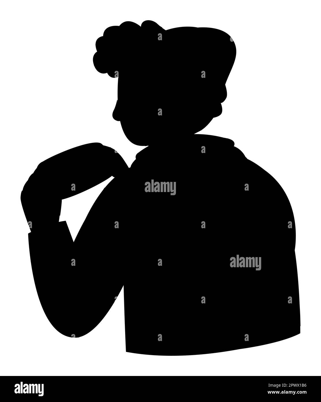 Black silhouette of a teenager boy with cap on curly hair, vector Stock Vector