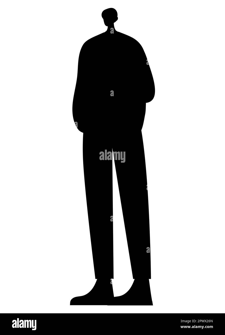 Black silhouette of a man, hands in pockets, cool  guy vector Stock Vector