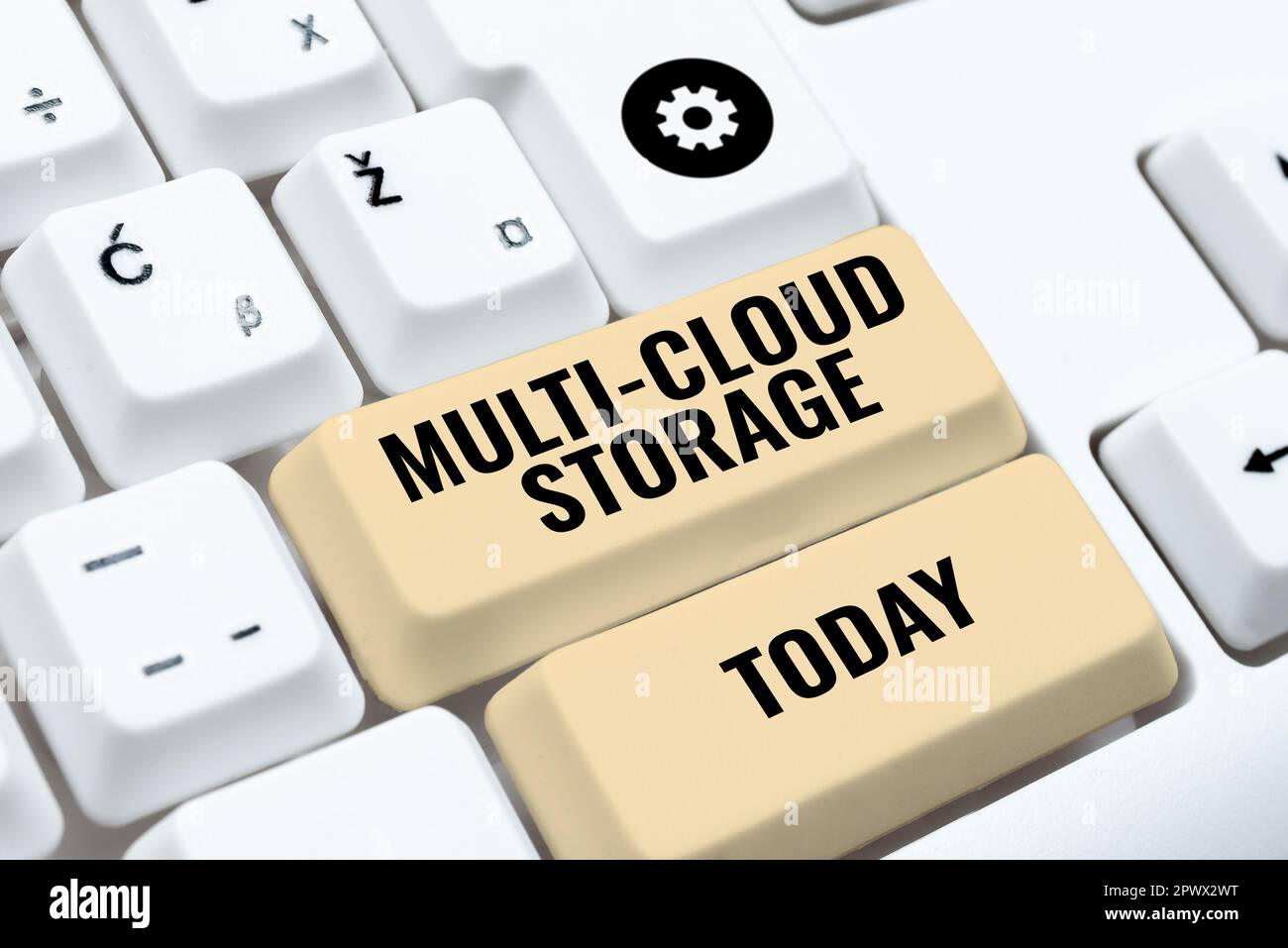 Handwriting text Multi Cloud Storage, Business showcase use of multiple cloud computing and storage services Stock Photo