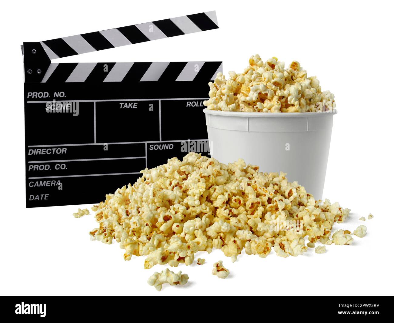 watching movie with popcorn on whith background Stock Photo - Alamy