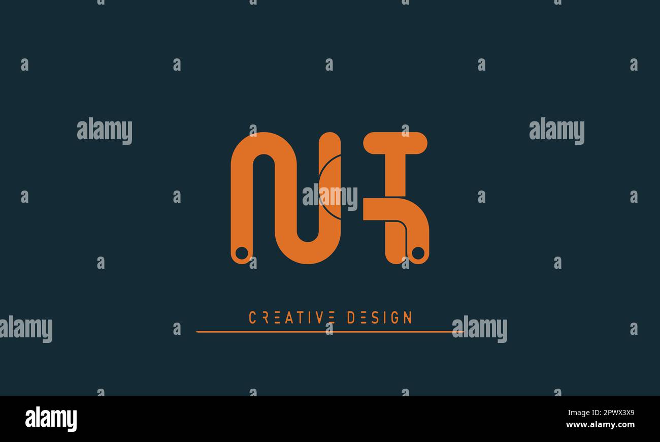 Alphabet letters Modern Creative logo NT , TN Stock Vector