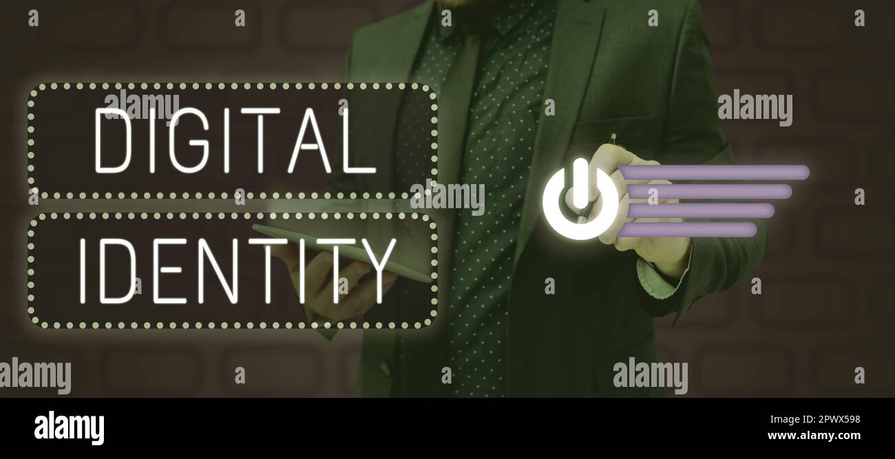 Inspiration showing sign Digital Identity, Business showcase networked identity adopted or claimed in cyberspace Stock Photo