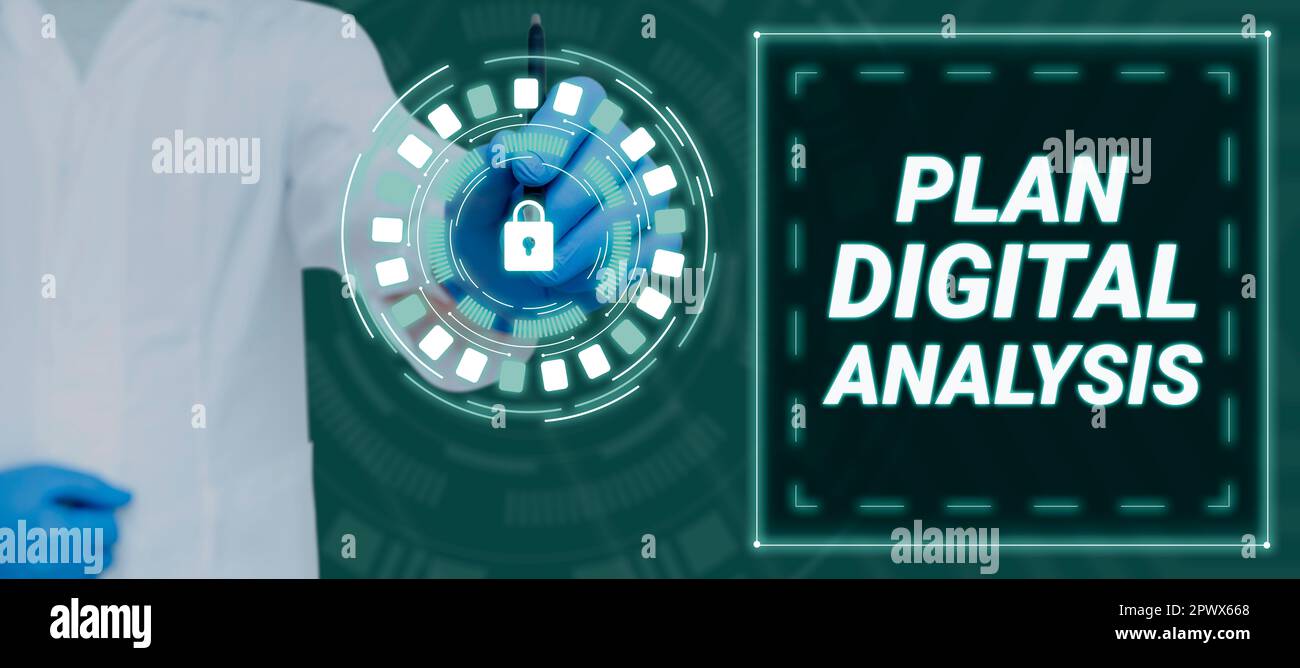 Writing displaying text Plan Digital Analysis, Business idea Analysis of qualitative and quantitative digital data Stock Photo