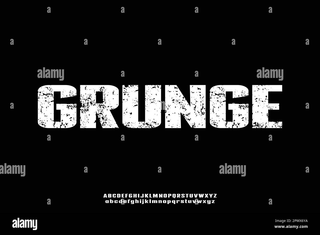 Strong sans serif display font vector with grunge texture Stock Vector