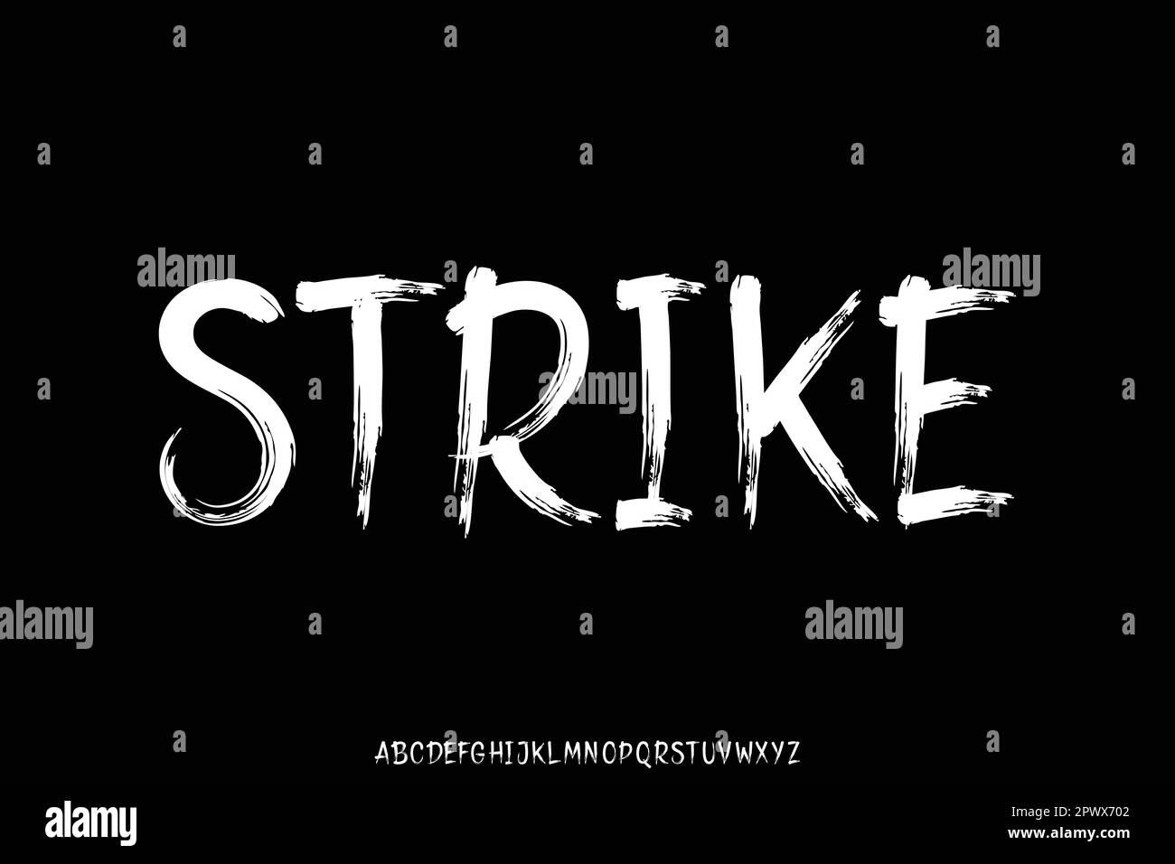 Strong paint brush stroke font vector Stock Vector