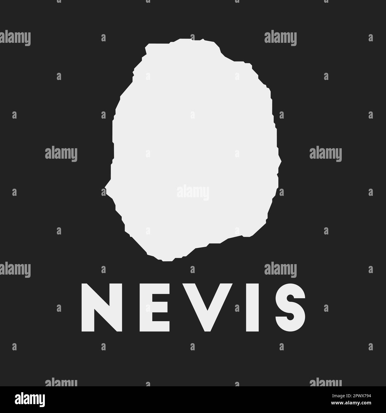 Nevis icon. Island map on dark background. Stylish Nevis map with island name. Vector illustration. Stock Vector