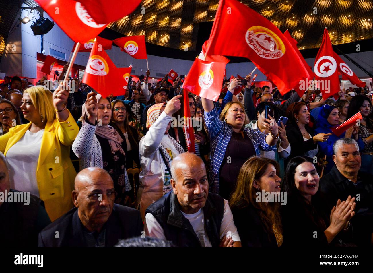 Tunis, Tunisia. 1st May, 2023. Tunis, Tunisia. 01 May 2023. A rally to