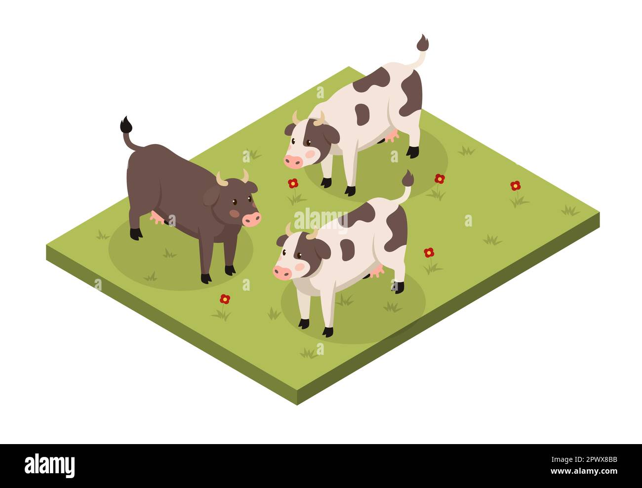 lawn-with-cows-stock-vector-image-art-alamy