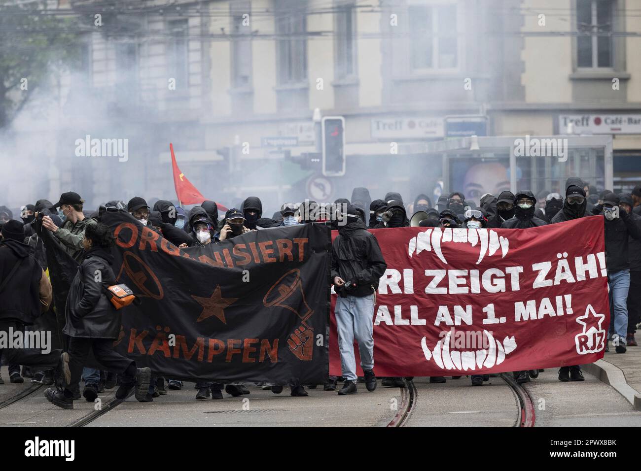 People take part in a 'Feminist Revolution' May Day protest rally and some  clash with the police in Zurich, Switzerland, Monday, May 1, 2023. (Ennio  Leanza/Keystone via AP Stock Photo - Alamy