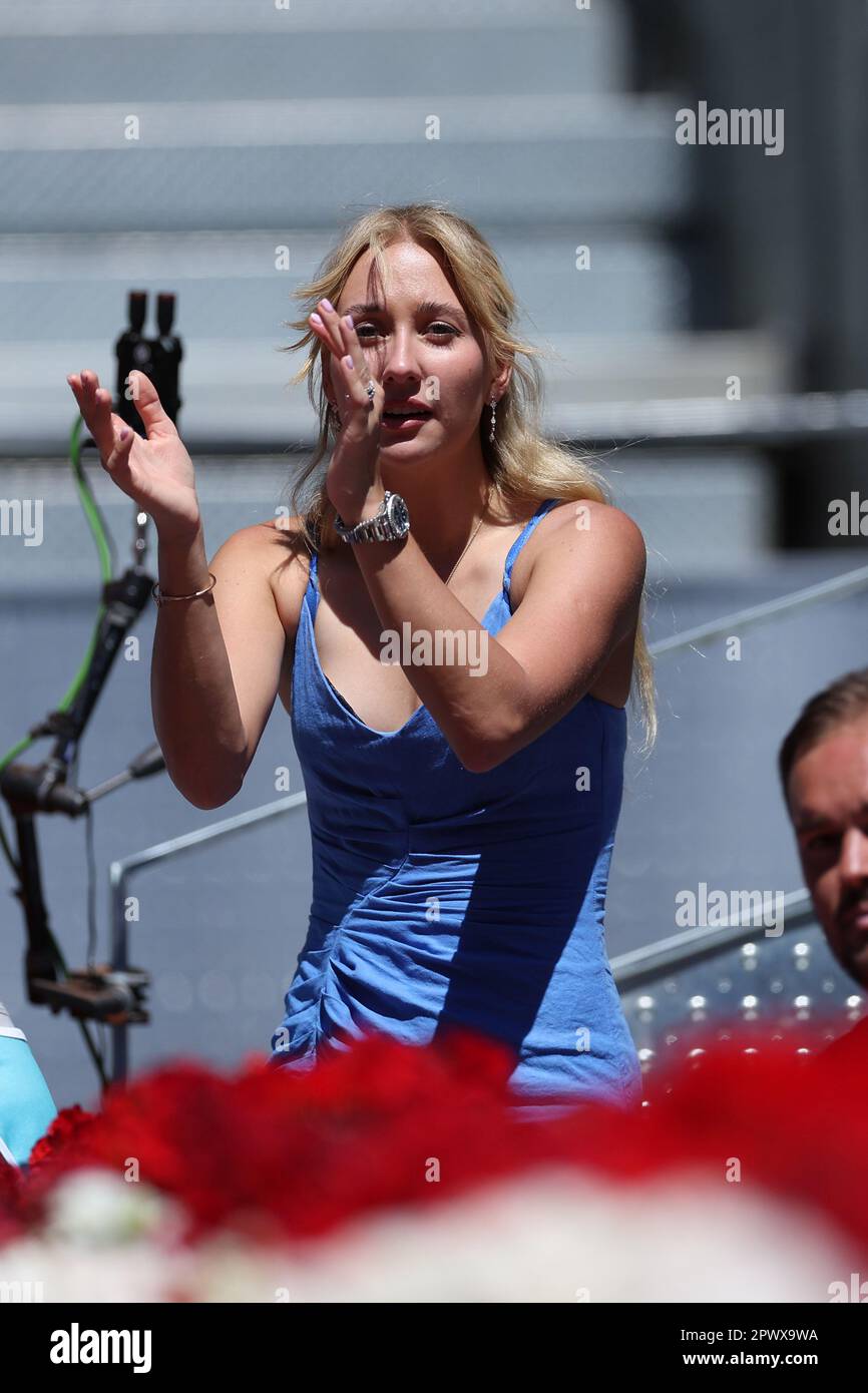 Ana Potapova cheering for her boyfriend Alexander Sevchenko (Rus) during  the Mutua Madrid Open 2023, Masters 1000 tennis tournament on May 1, 2023  at Caja Magica in Madrid, Spain - Photo: Antoine