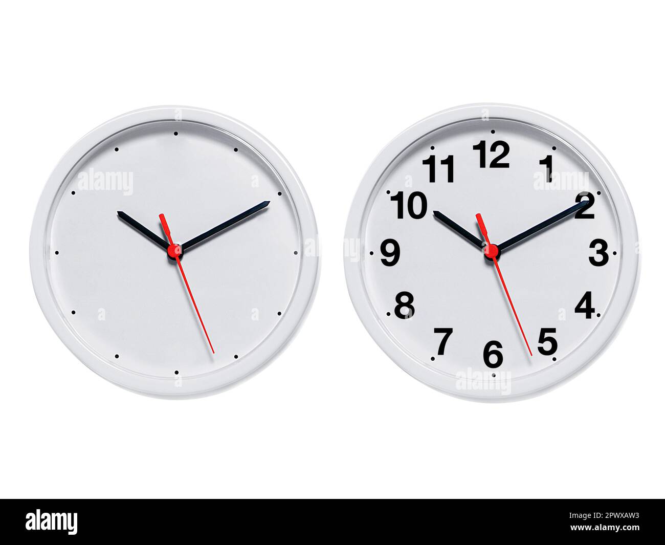 Round wall clock on white background Stock Photo - Alamy