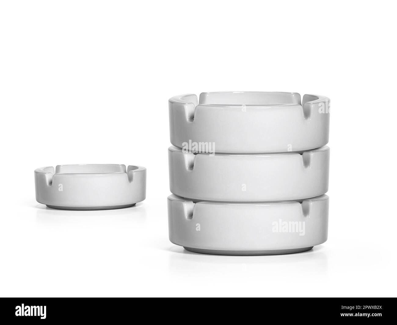 White ceramic ashtray isolated on a white background Stock Photo