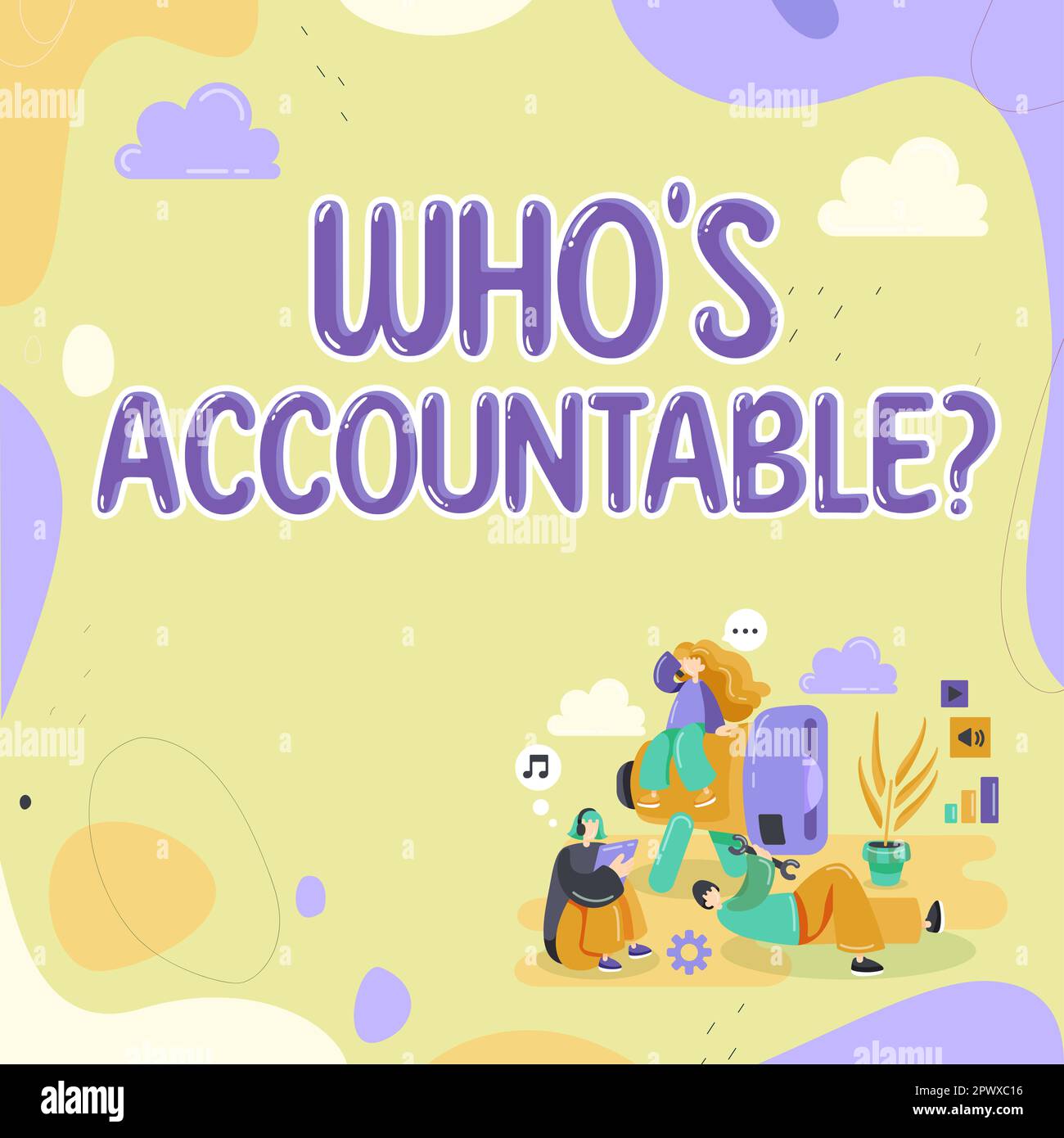 Hand writing sign Who's Accountable, Conceptual photo answerable for ...