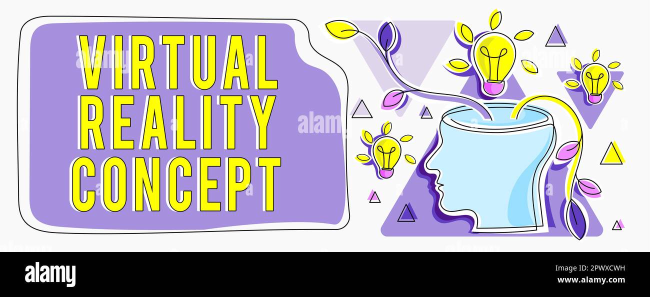 Hand writing sign Virtual Reality Concept, Business overview 3d