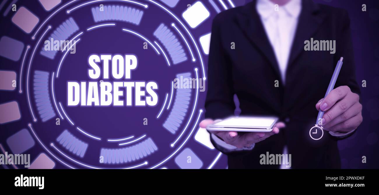 Text caption presenting Stop Diabetes, Conceptual photo Blood Sugar