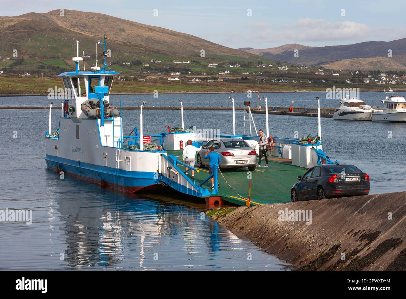 Valentia Island Car Ferry Docking at Knightstown County Kerry, Ireland Stock Photo