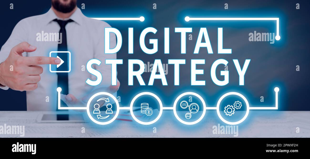 Text caption presenting Digital Strategy, Business concept plan for ...