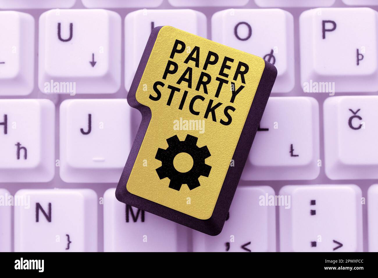 Text sign showing Paper Party Sticks, Business concept hard painted paper shaped used for signs and emoji Stock Photo