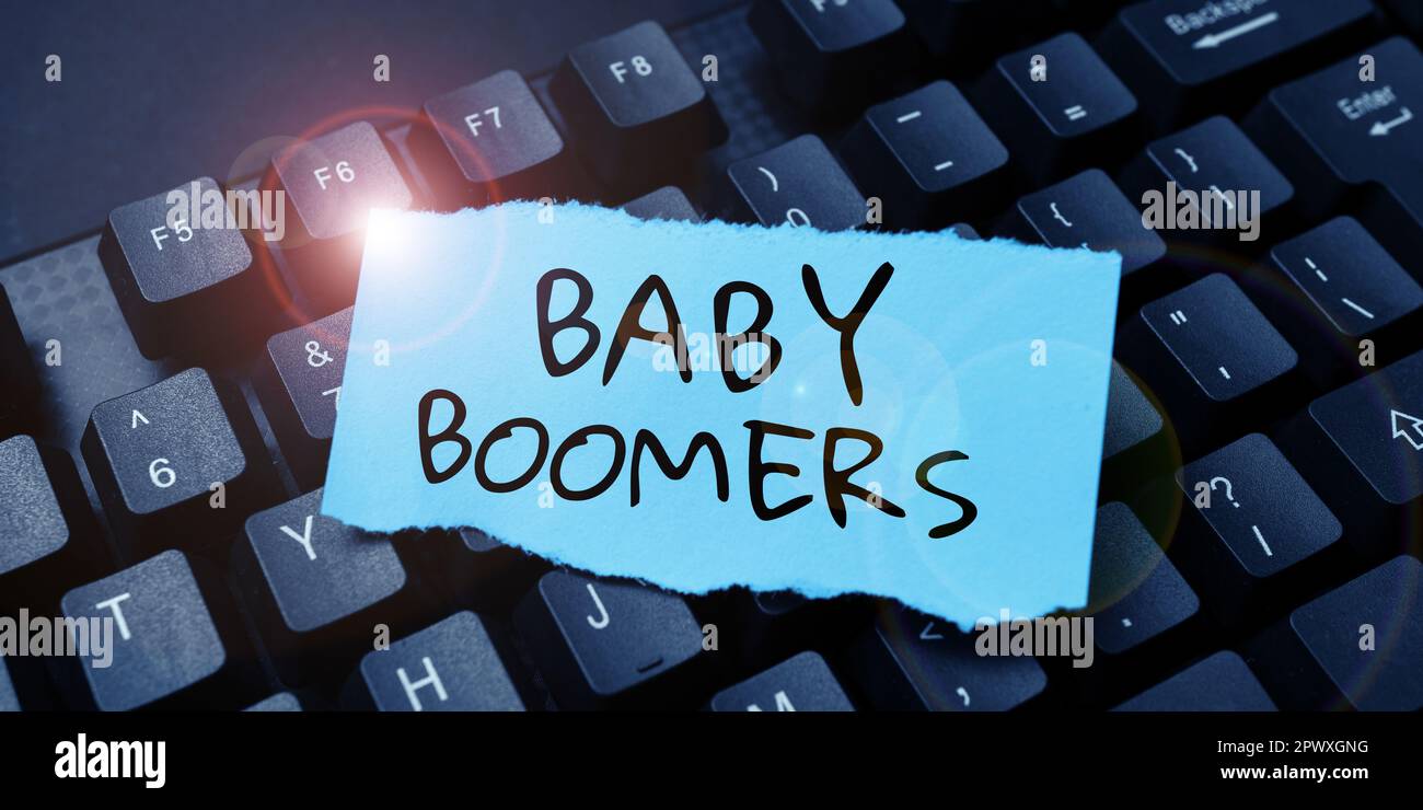 Handwriting text Baby Boomers, Internet Concept person who is born in years following Second World War Stock Photo