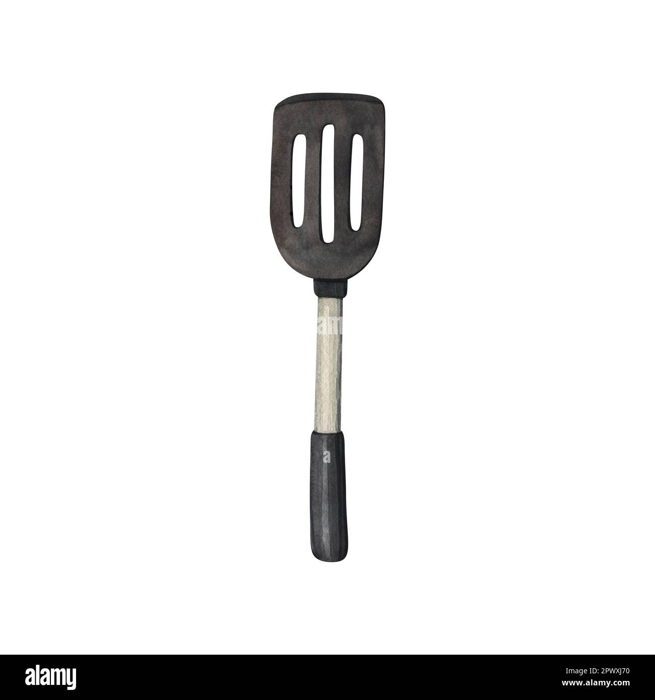 A black and white illustration of a rubber spatula Stock Photo - Alamy