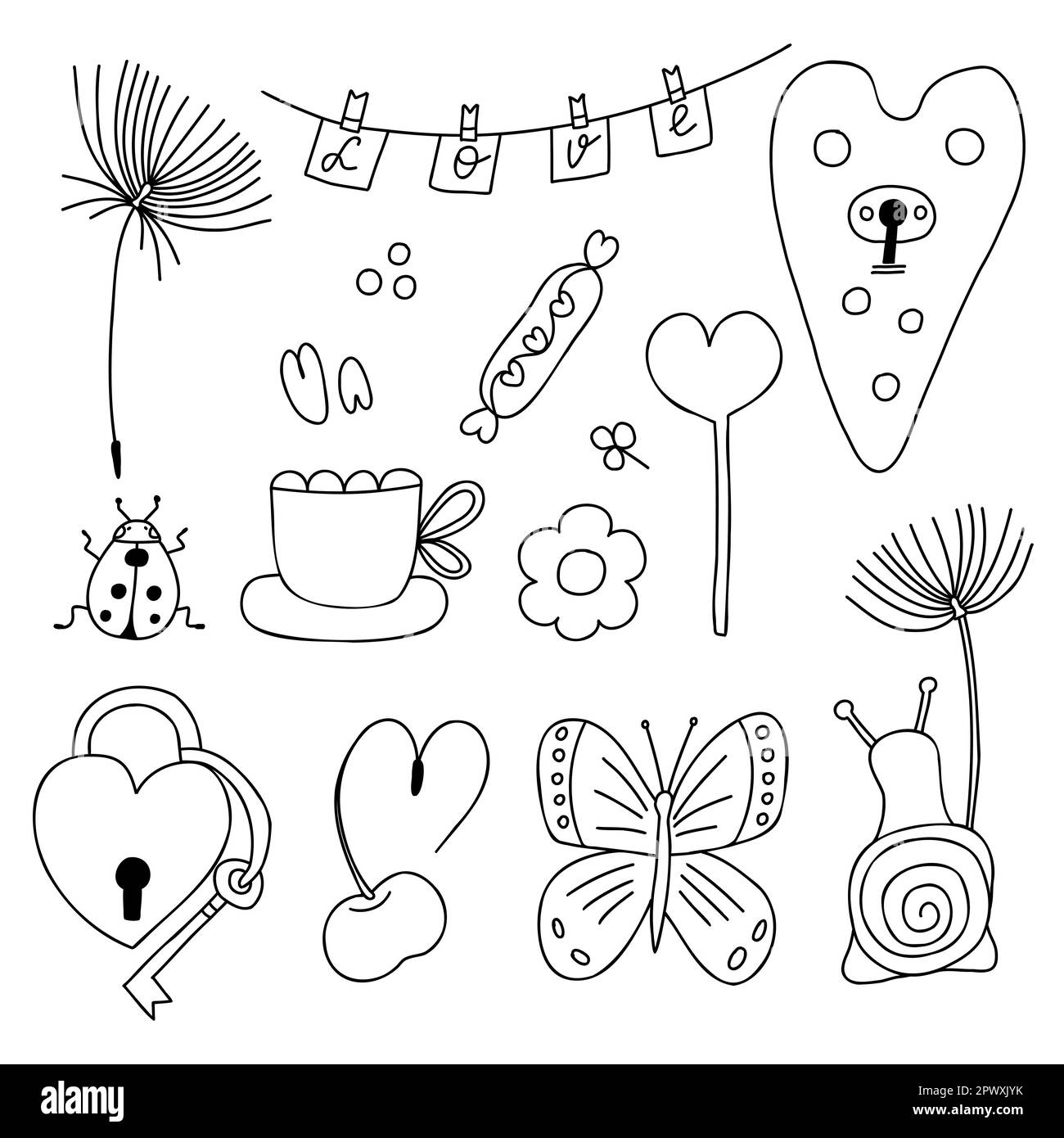 Set of hand drawn elements cute doodle art Vector Image