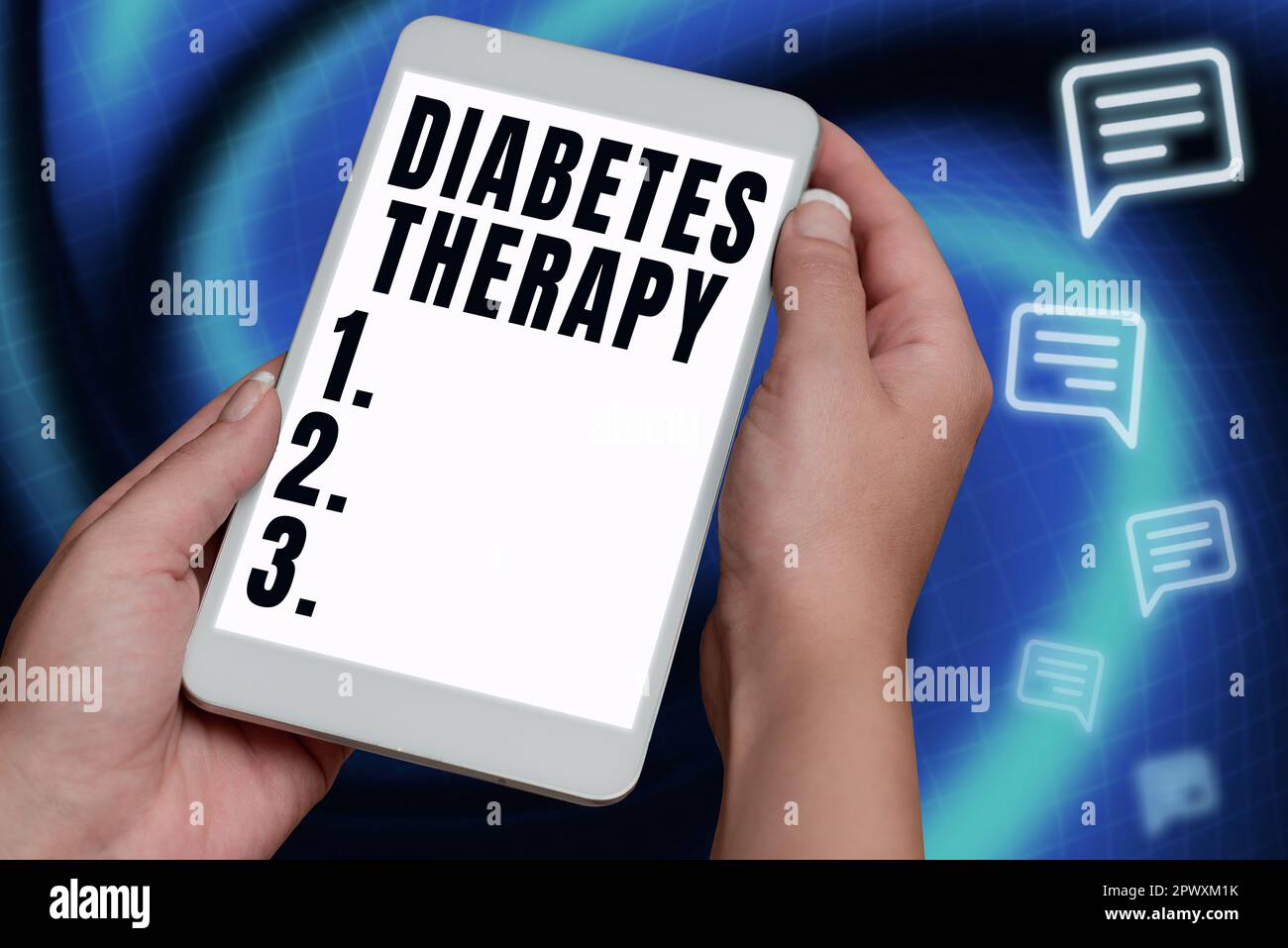 Hand writing sign Diabetes Therapy, Business showcase aim to achieve