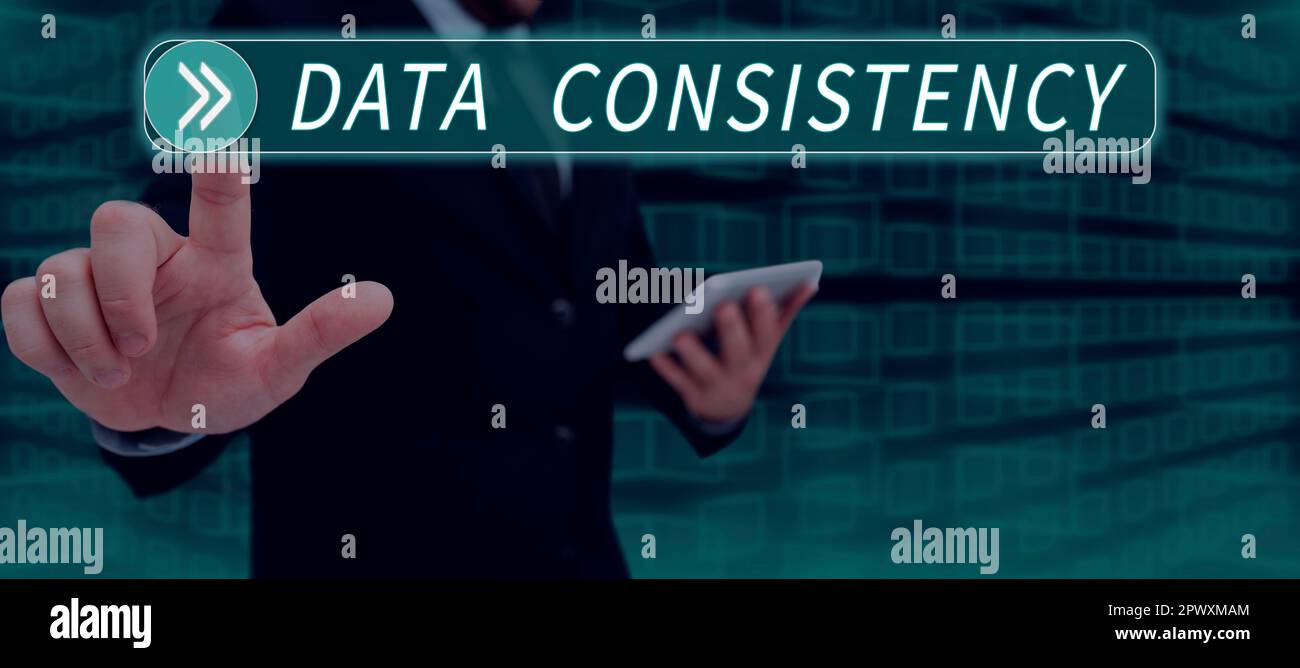 Text caption presenting Data Consistency, Concept meaning data values ...