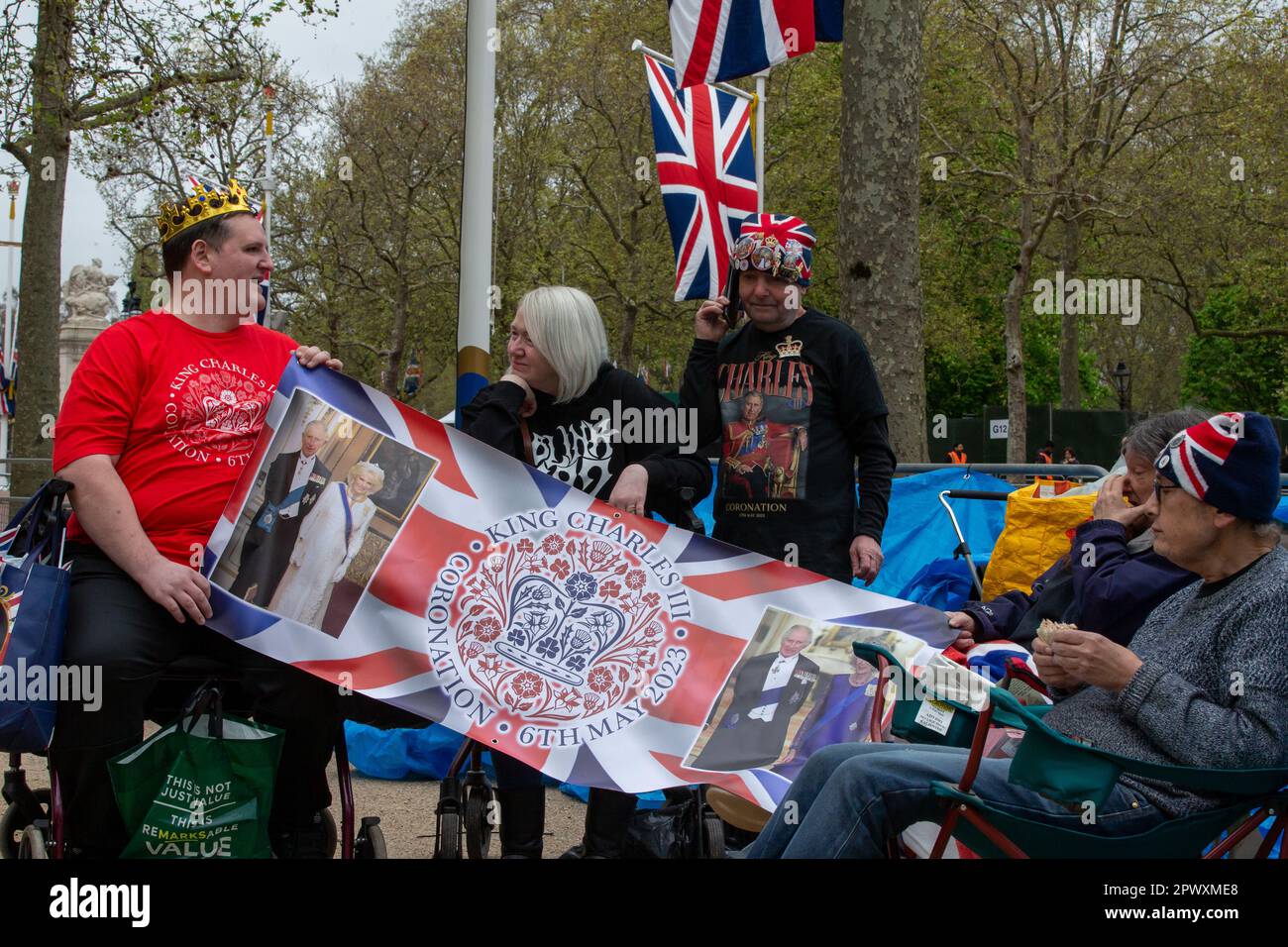 London uk 1st may 2023 Royal fan John Loughrey, and some friends who