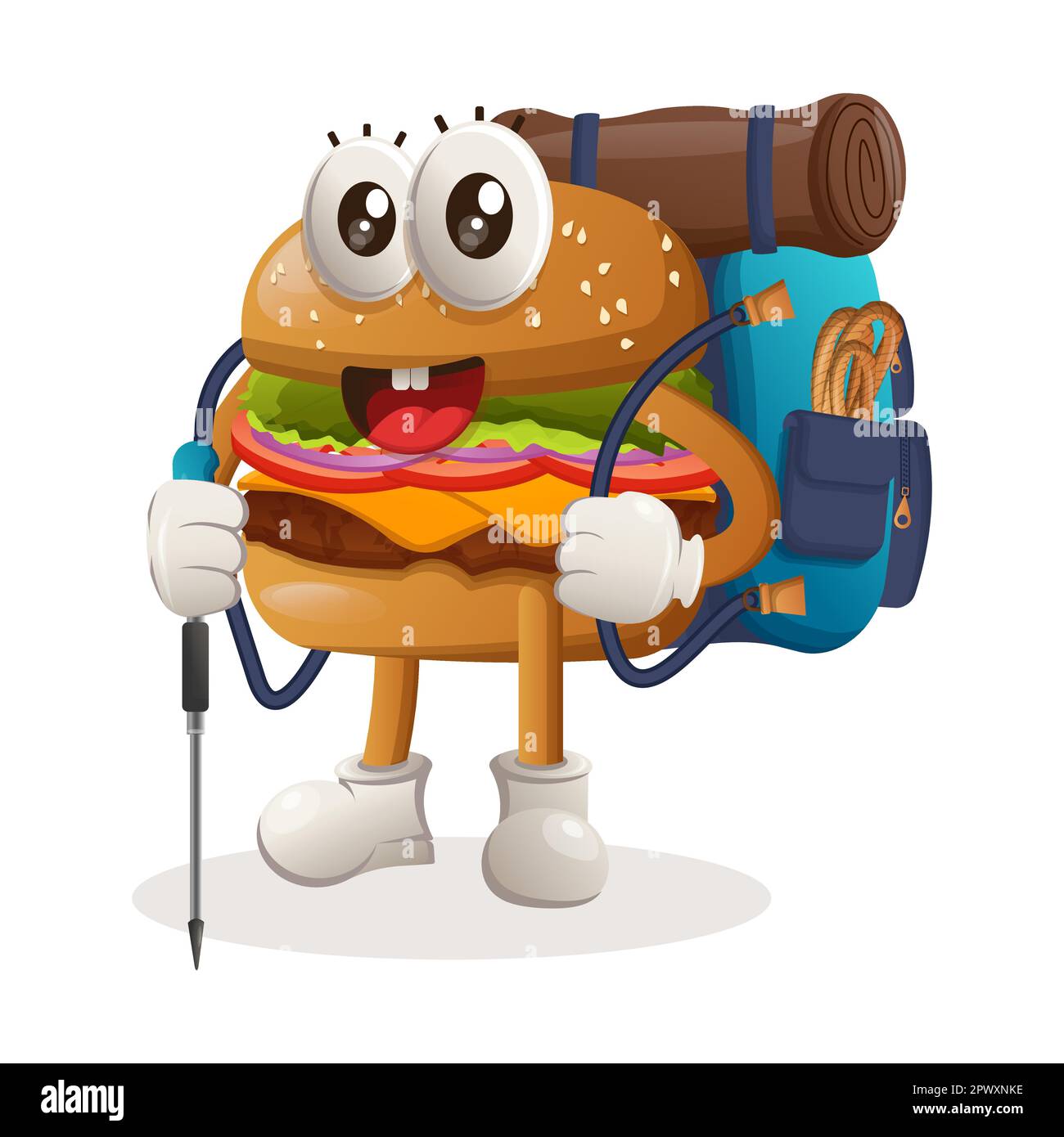 Cute burger adventure trekking. Perfect for food store, small business