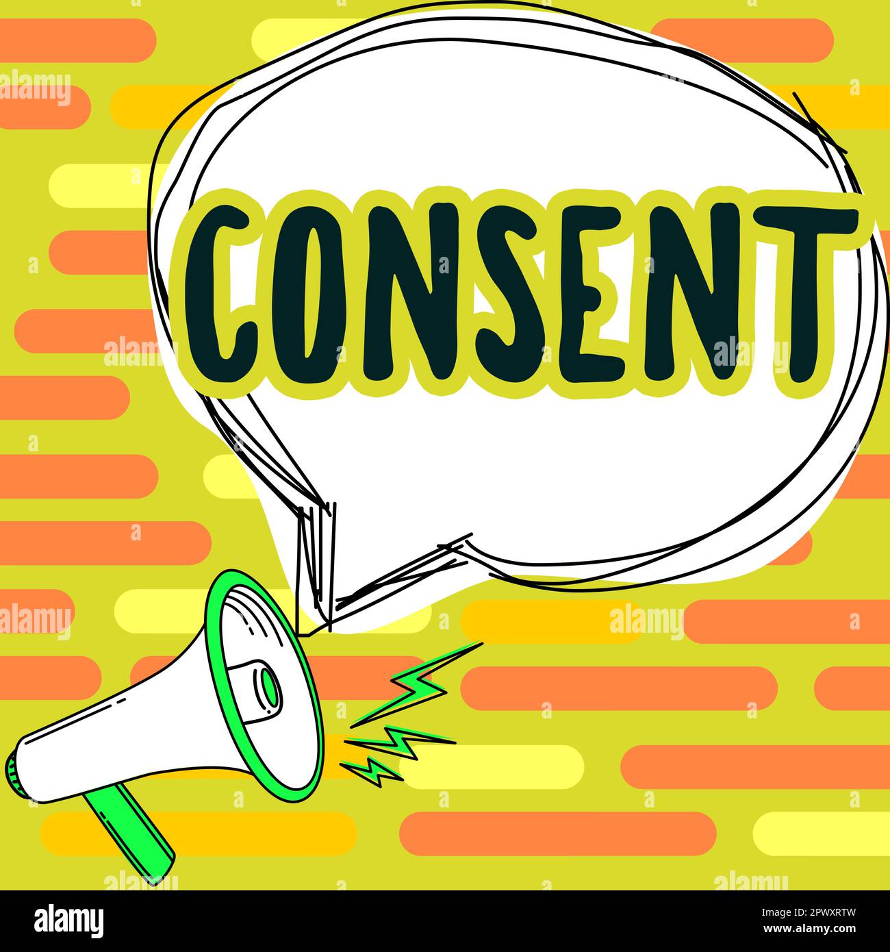 Text caption presenting Consent, Concept meaning general agreement ...