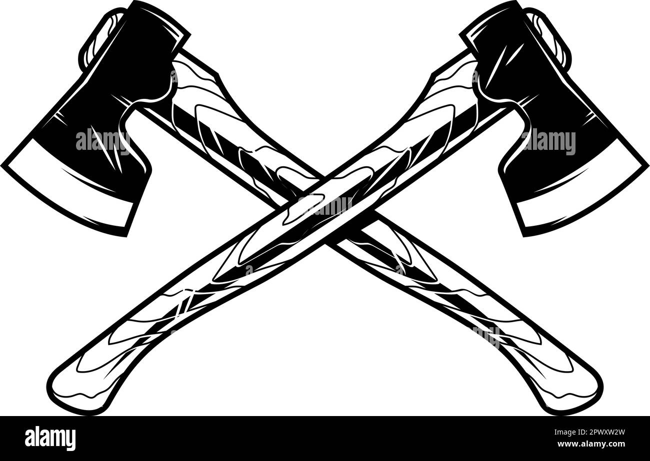 Illustration of the lumberjack axes. Design element for logo, label, sign, emblem. Vector
