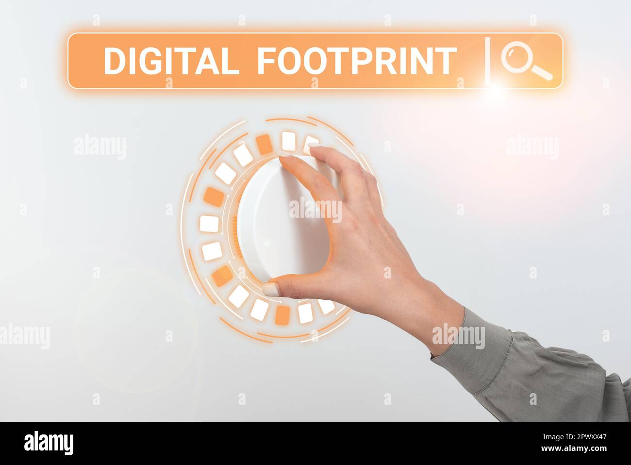 Use Technology Sign Text sign showing Digital Footprint, Word for uses digital technology ...