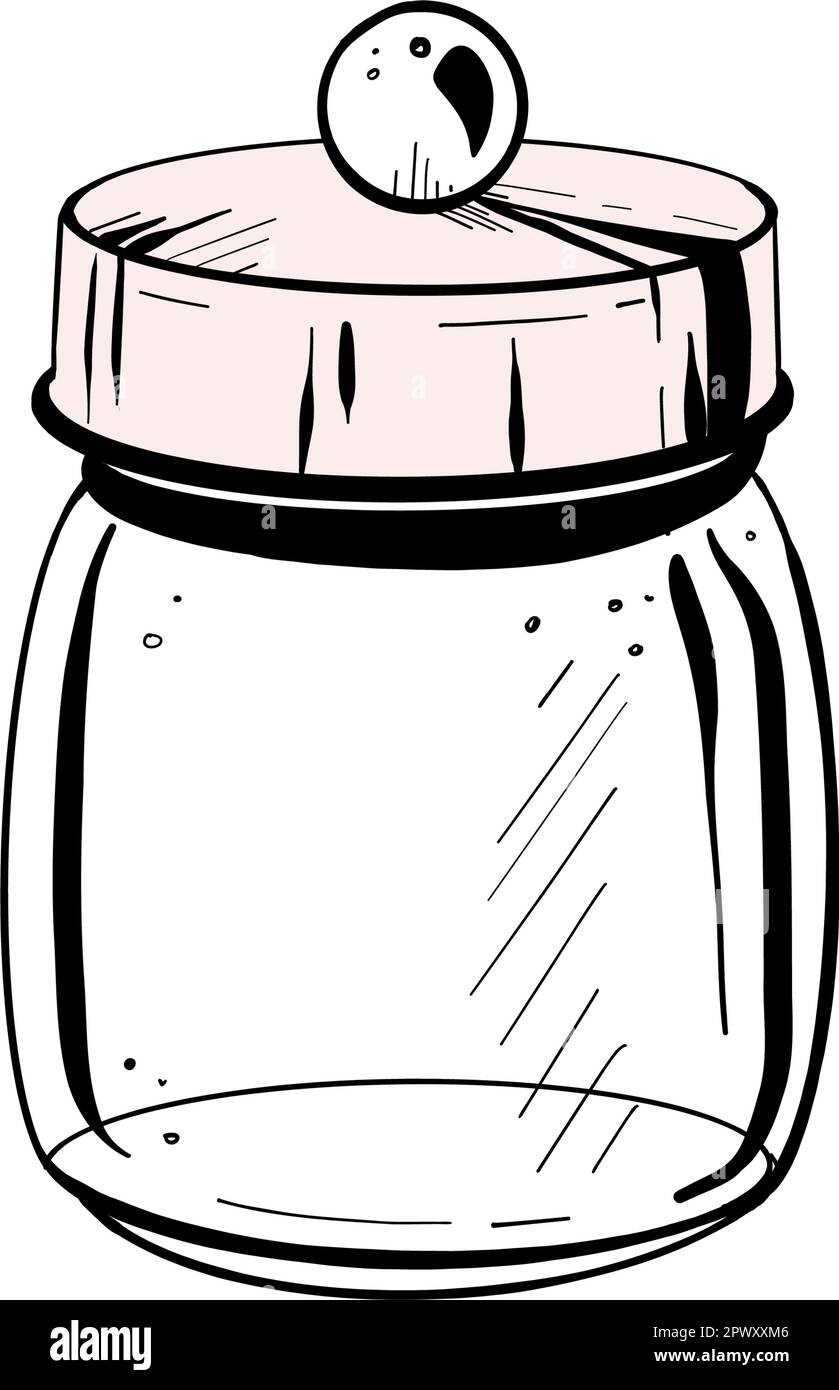 Vector illustration of closed glass container with solid lid on white