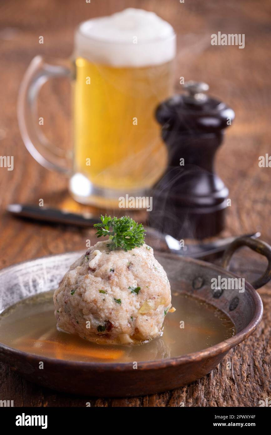 austrian soup in a copper pot Stock Photo
