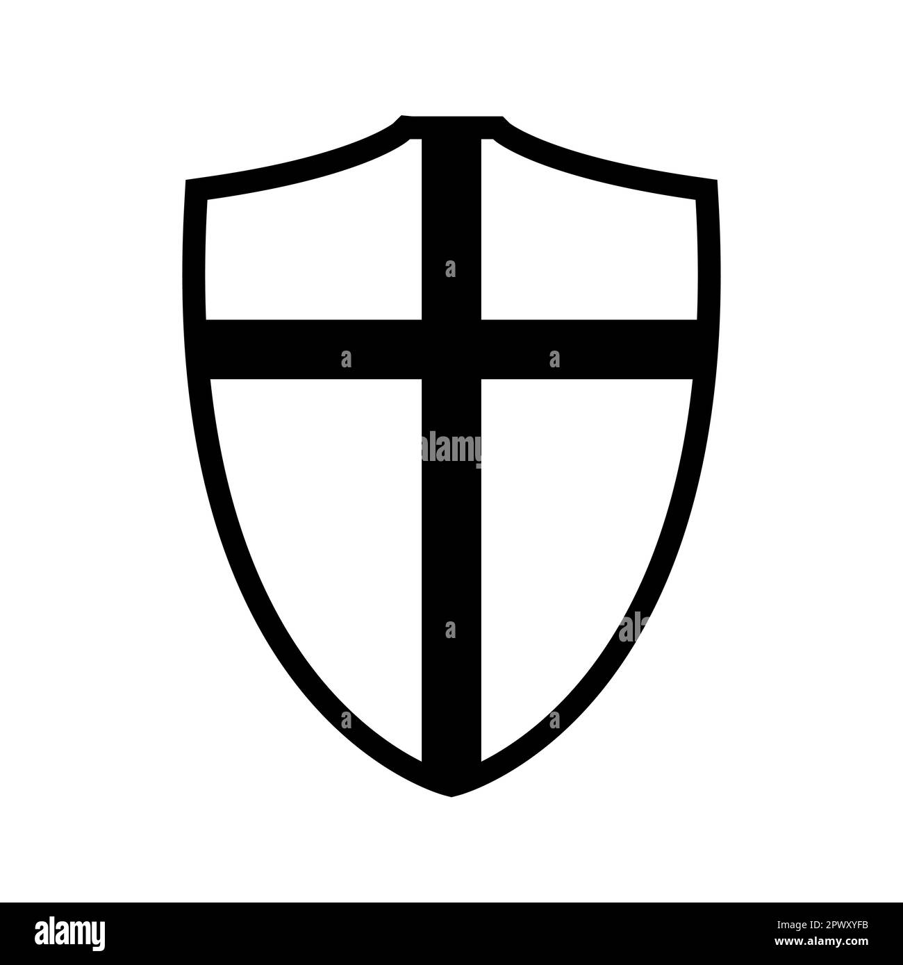 shield icon silhouette, vector illustration isolated on a white Stock