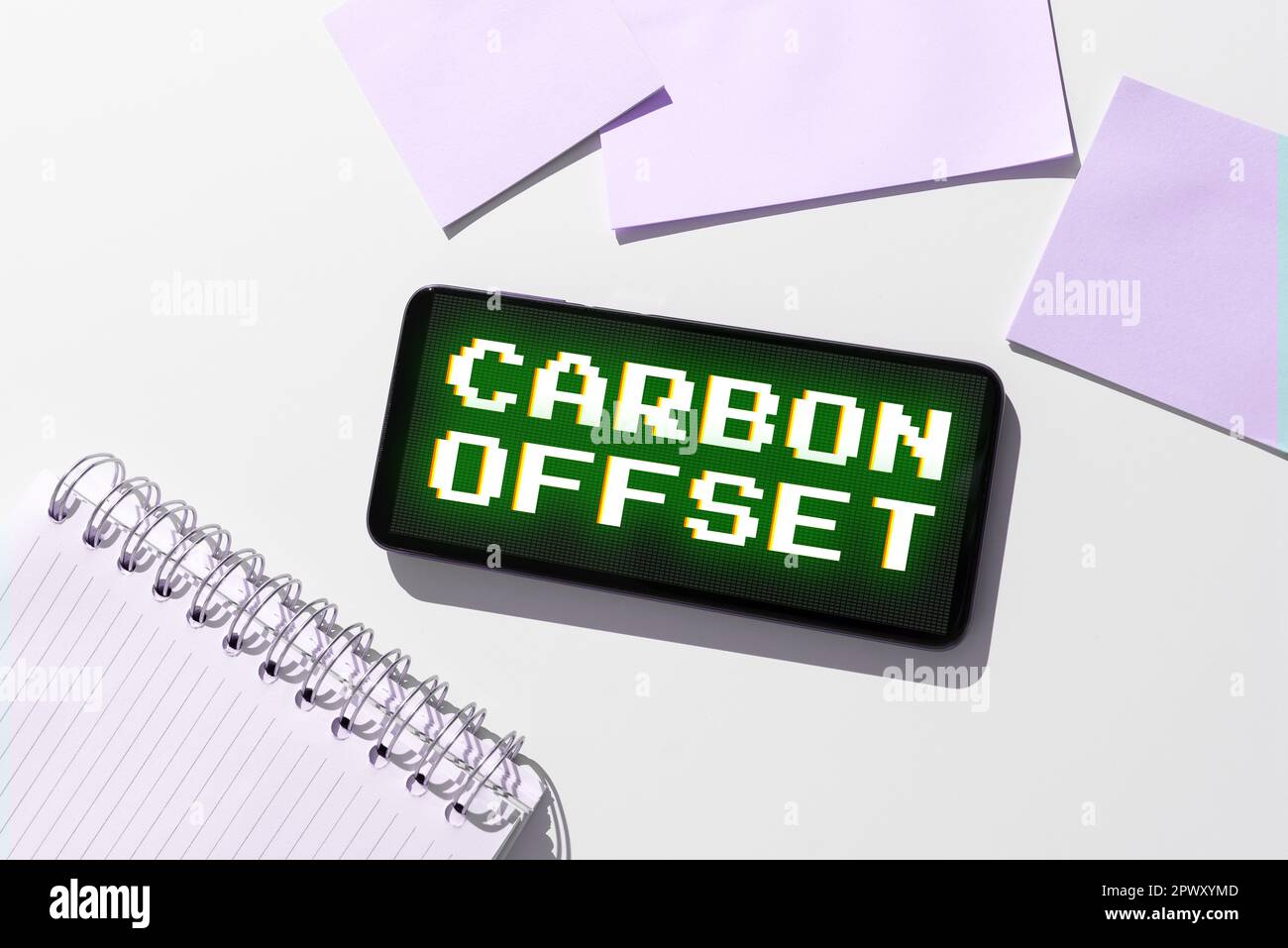 Sign displaying Carbon Offset, Concept meaning Reduction in emissions