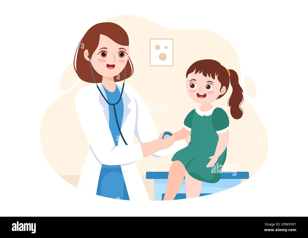 Pediatrician Examines Sick Kids And Baby For Medical Development Pediatrician Examines Sick Kids And Baby For Medical Development