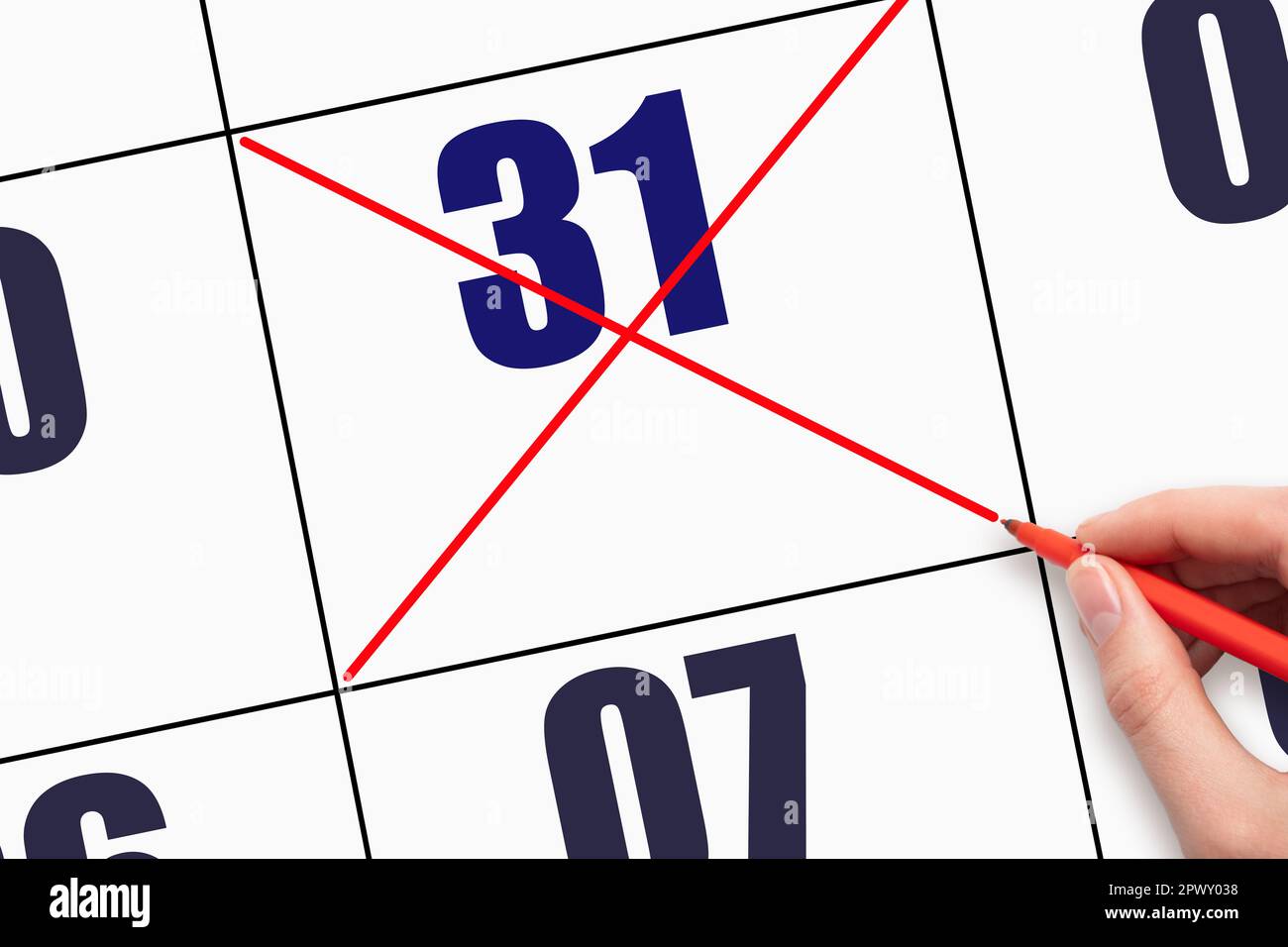 31st day of the month. Hand writing text calendar date. Design layout ...