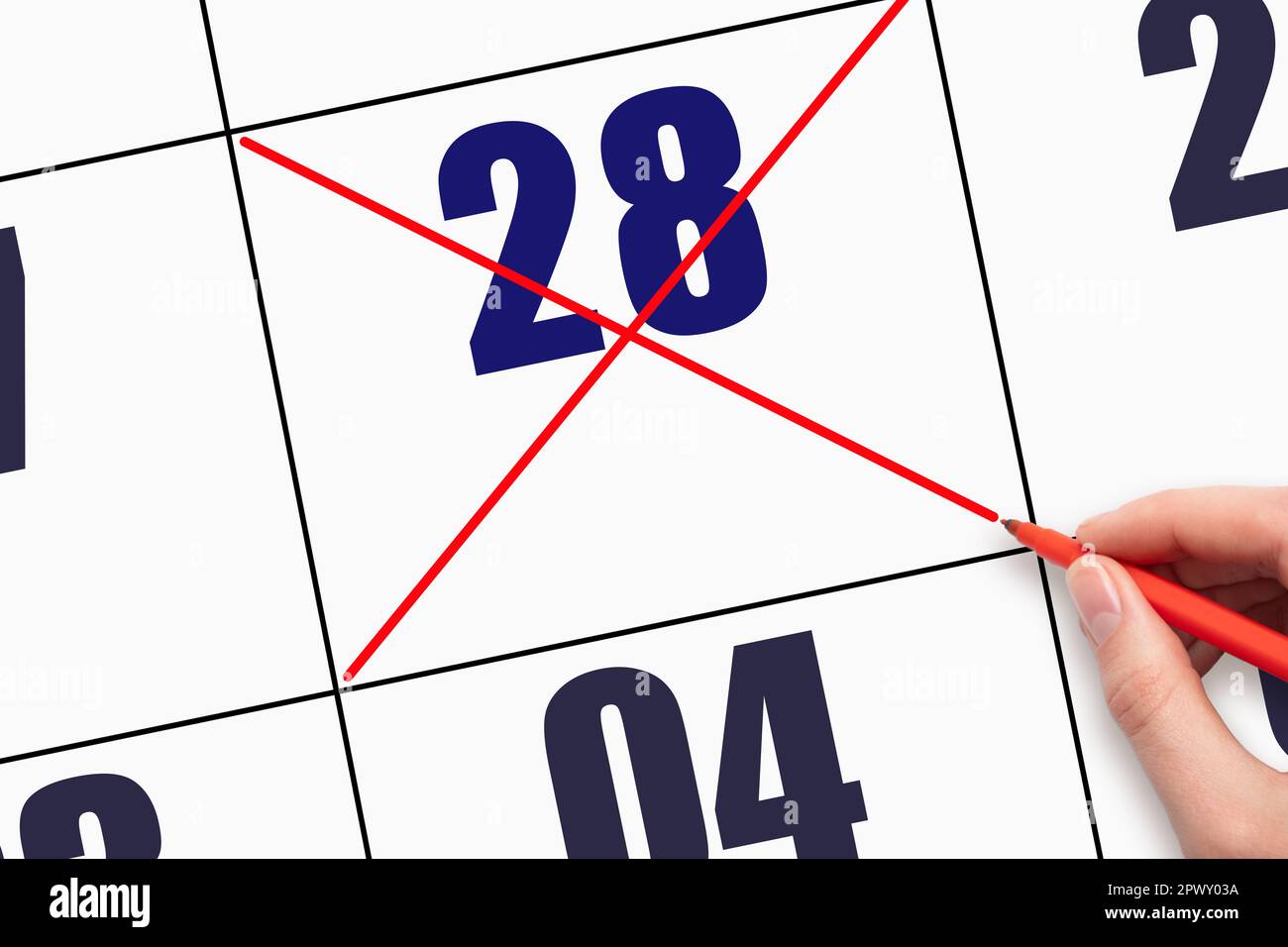 28th day of the month. Hand writing text calendar date. Design layout ...