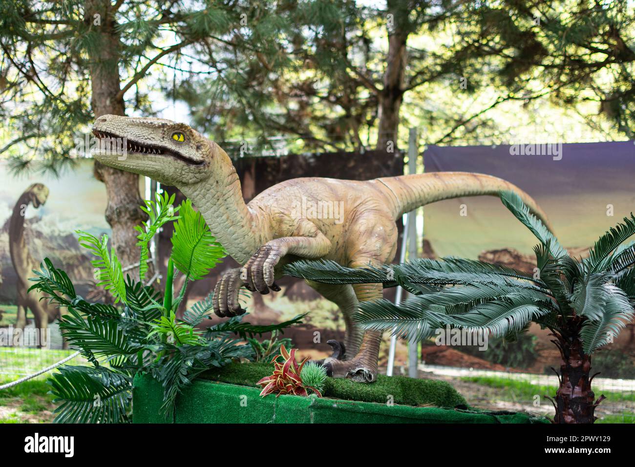 Reconstructed lifesize animated models of a dinosaur. The park of