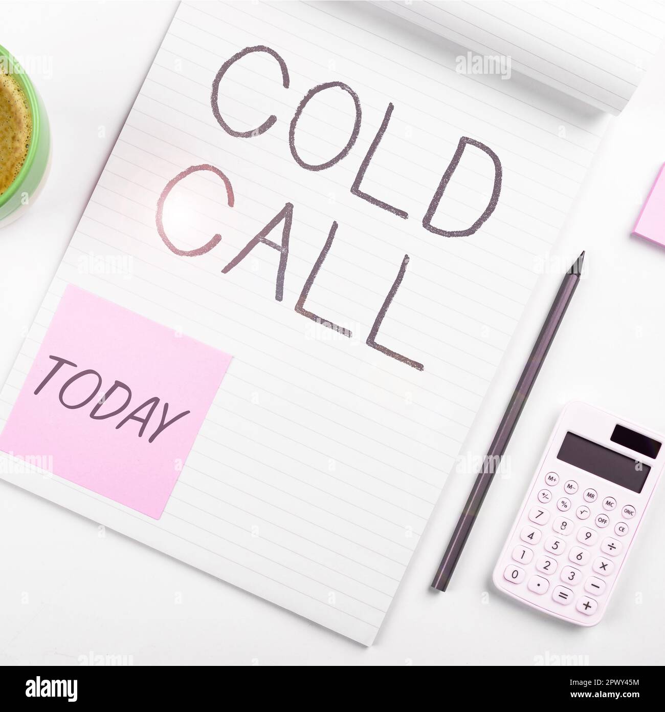 Text showing inspiration Cold Call, Business concept Unsolicited call made by someone trying to sell goods or services Stock Photo