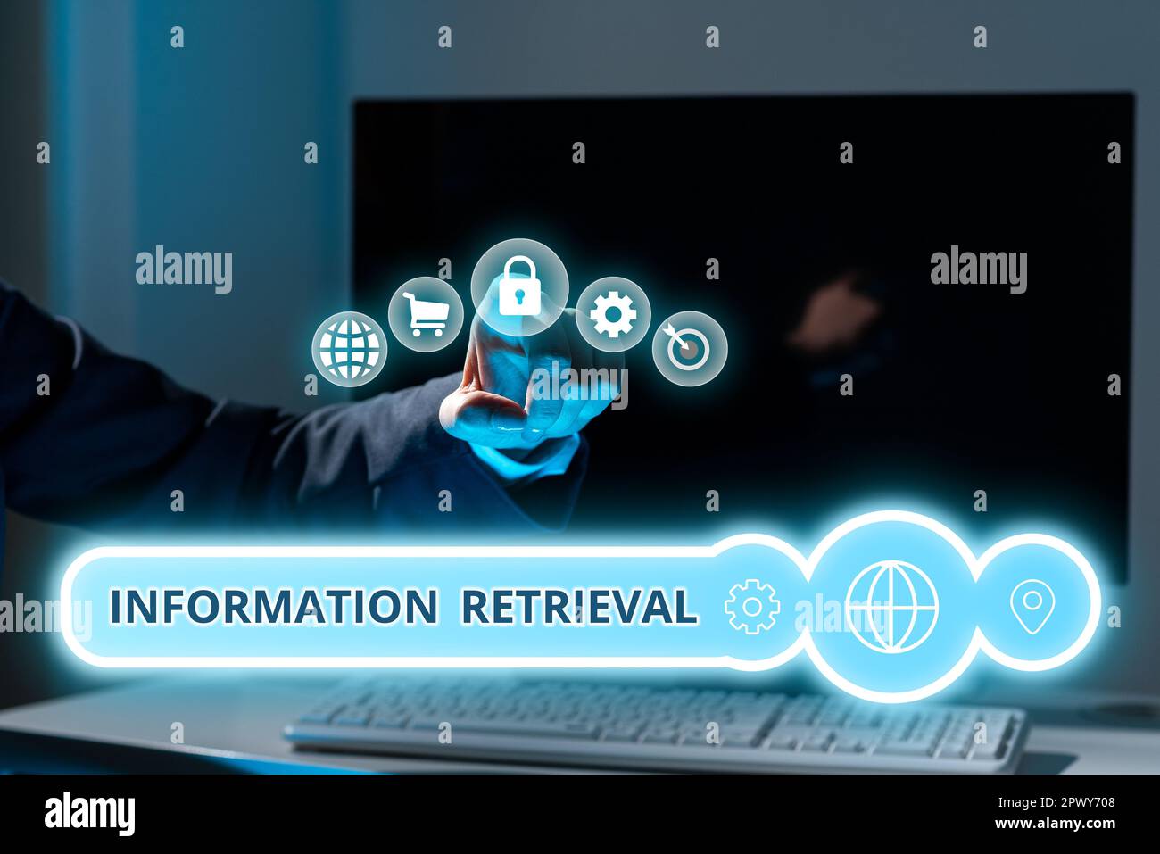 Sign displaying Information Retrieval, Business idea A place where data are stored and can be found Stock Photo