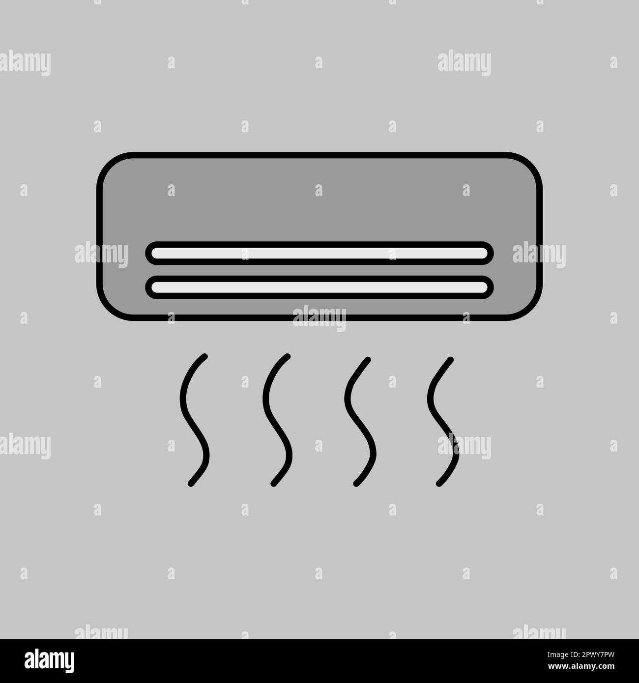 Split-system air conditioner flat vector isolated grayscale icon. Graph symbol for household electric web site and apps design, logo, app, UI Stock Photo